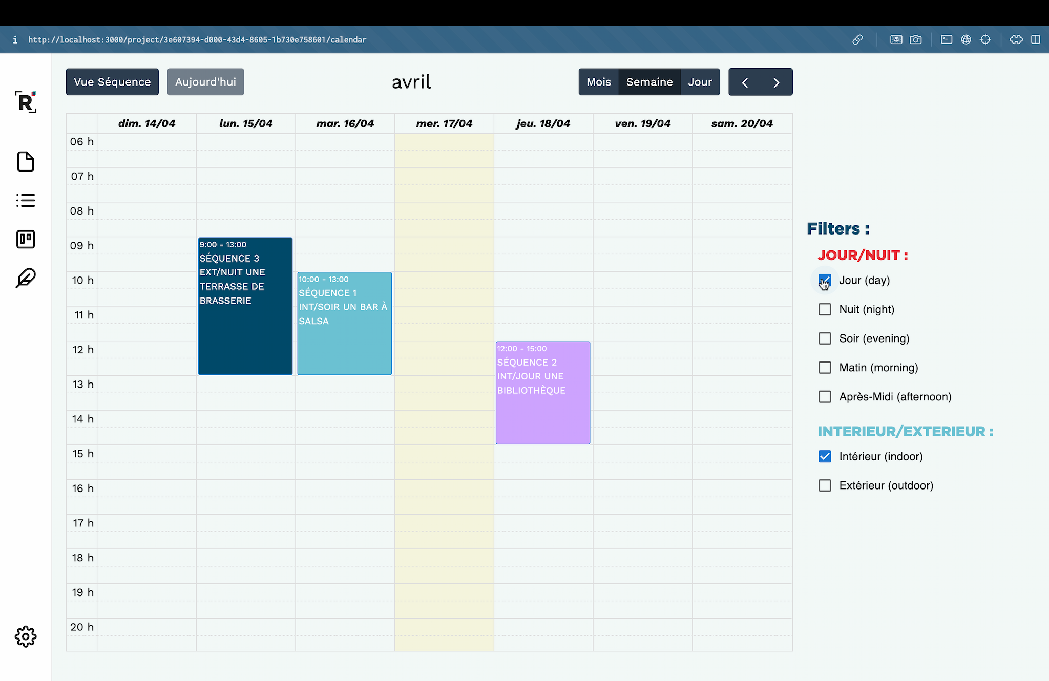 La vue du plan de travail